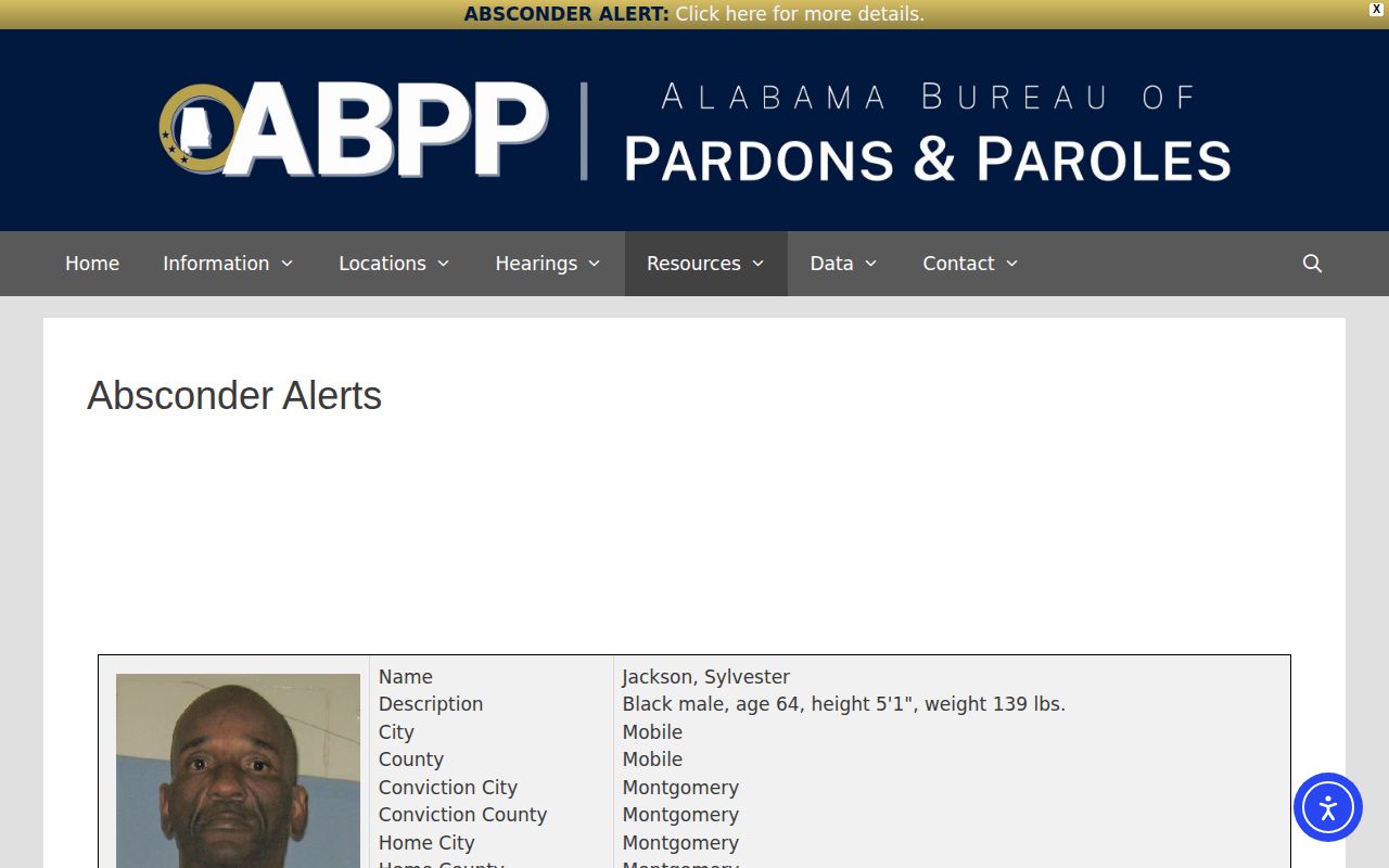 ABPP absconder alert path for Sumter County post-release supervision
