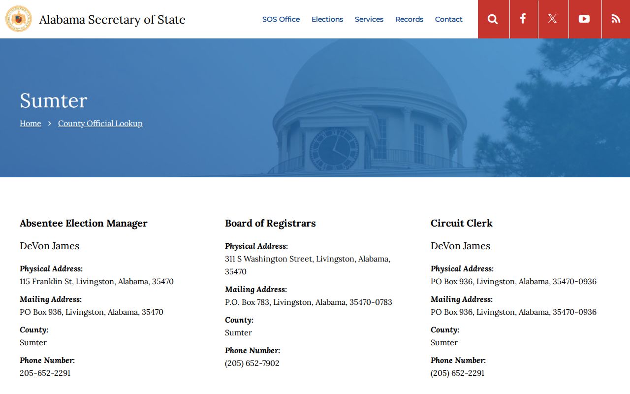 Sumter County Jail release record contact source in Alabama